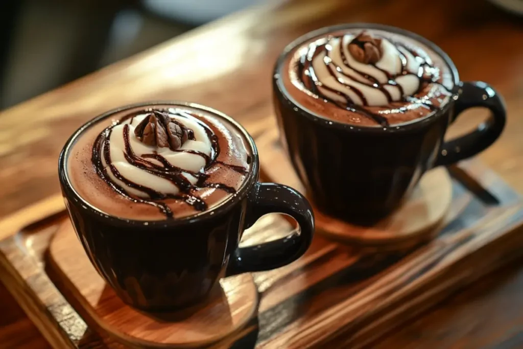 Close-up view of a creamy layer of freshly brewed breve coffee with rich golden foam and bubbles