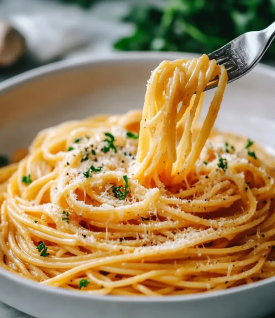 Creamy Tagliolini al Tartufo pasta, topped with freshly grated truffle and Parmesan cheese.
