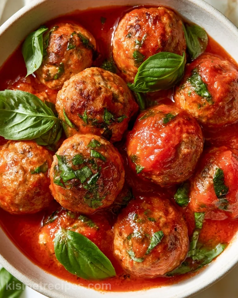 Slow Cooker Turkey Meatballs in Marinara and Basil
